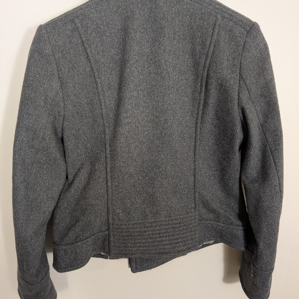 Banana Republic By Mario Bellucci Gray Wool Blend Moto Blazer Jacket - Picture 9 of 10
